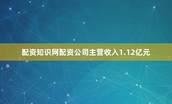 配资知识网配资公司主营收入1.12亿元